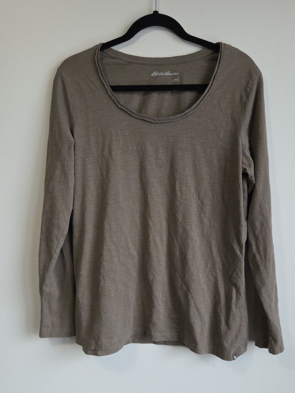 Eddie Bauer Long Sleeve Scoop Neck Top - Taupe Brown